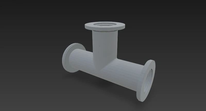 Three way pipe KF flange interface